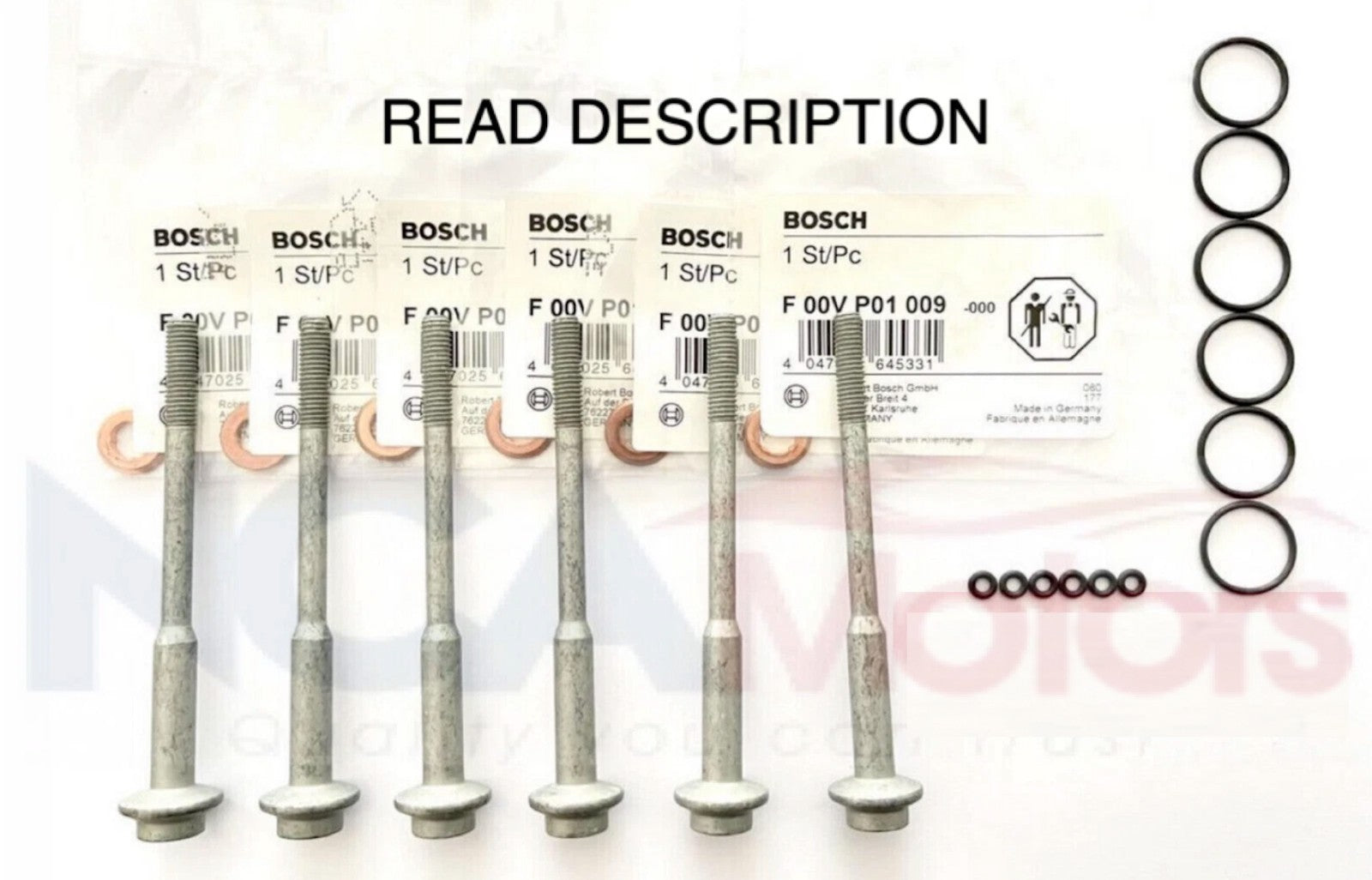 Audi A8 Injector Seal Kit & Bolts 059130519B WHT000884 WHT007480 WHT004923B OEM